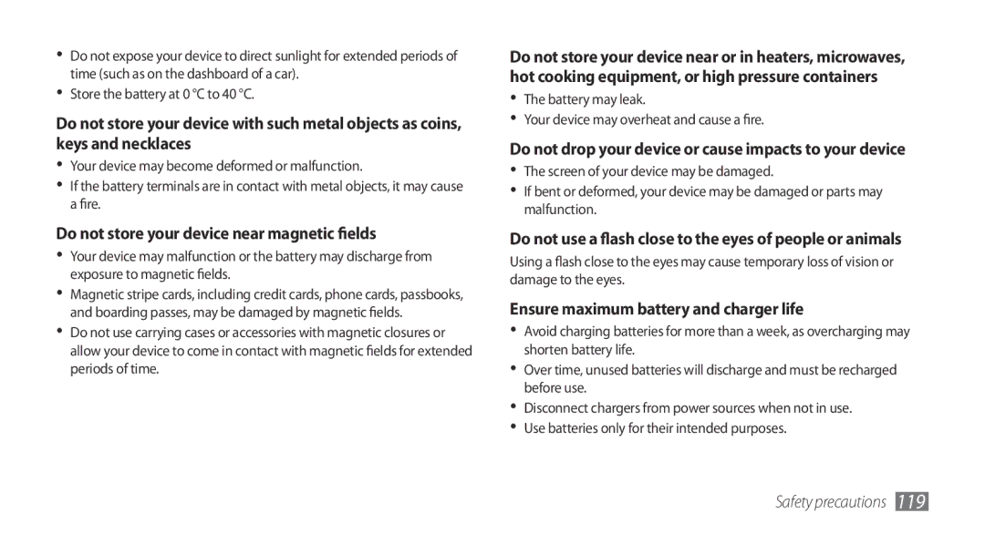 Samsung GT-I5510XKAOMN, GT-I5510XKADBT, GT-I5510XKAATO, GT-I5510DWAVD2 manual Do not store your device near magnetic fields 