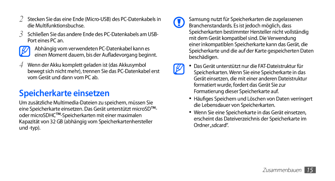 Samsung GT-I5510XKAVD2, GT-I5510XKADBT, GT-I5510XKAATO, GT-I5510DWAVD2, GT-I5510XKADTM, GT-I5510DWADBT Speicherkarte einsetzen 