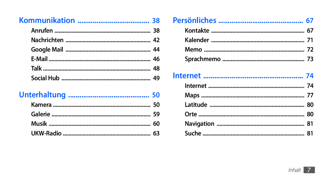 Samsung GT-I5510XKAATO, GT-I5510XKADBT, GT-I5510DWAVD2, GT-I5510XKAVD2, GT-I5510XKADTM, GT-I5510DWADBT manual Kommunikation 