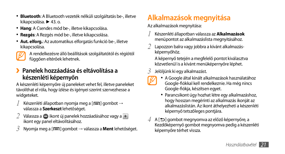 Samsung GT-I5510XKAOMN, GT-I5510XKADBT Alkalmazások megnyitása, Az alkalmazások megnyitása, Jelöljünk ki egy alkalmazást 