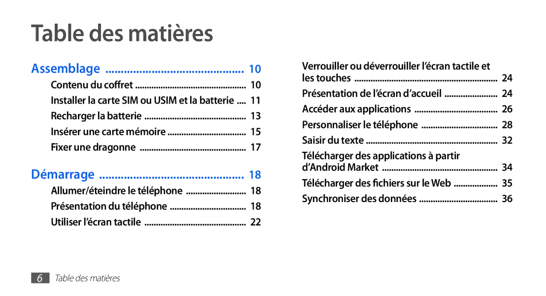 Samsung GT-I5510EWAXEF, GT-I5510XKAFTM, GT-I5510CWAXEF manual Télécharger des applications à partir, Table des matières 