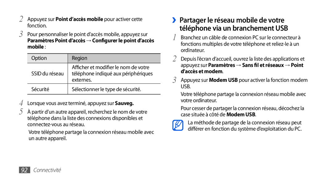 Samsung GT-I5510XKABOG, GT-I5510XKAFTM, GT-I5510CWAXEF Option Region, Externes, Sécurité Sélectionner le type de sécurité 