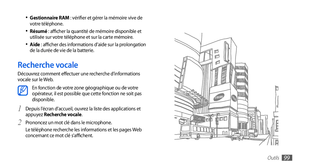 Samsung GT-I5510DWAXEF, GT-I5510XKAFTM, GT-I5510CWAXEF, GT-I5510EWAFTM, GT-I5510XKAVGF, GT-I5510EWANRJ manual Recherche vocale 