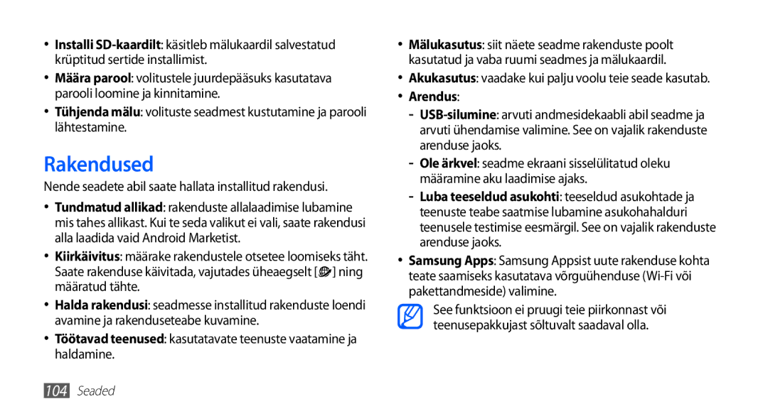 Samsung GT-I5510XKASEB manual Rakendused, Arendus 