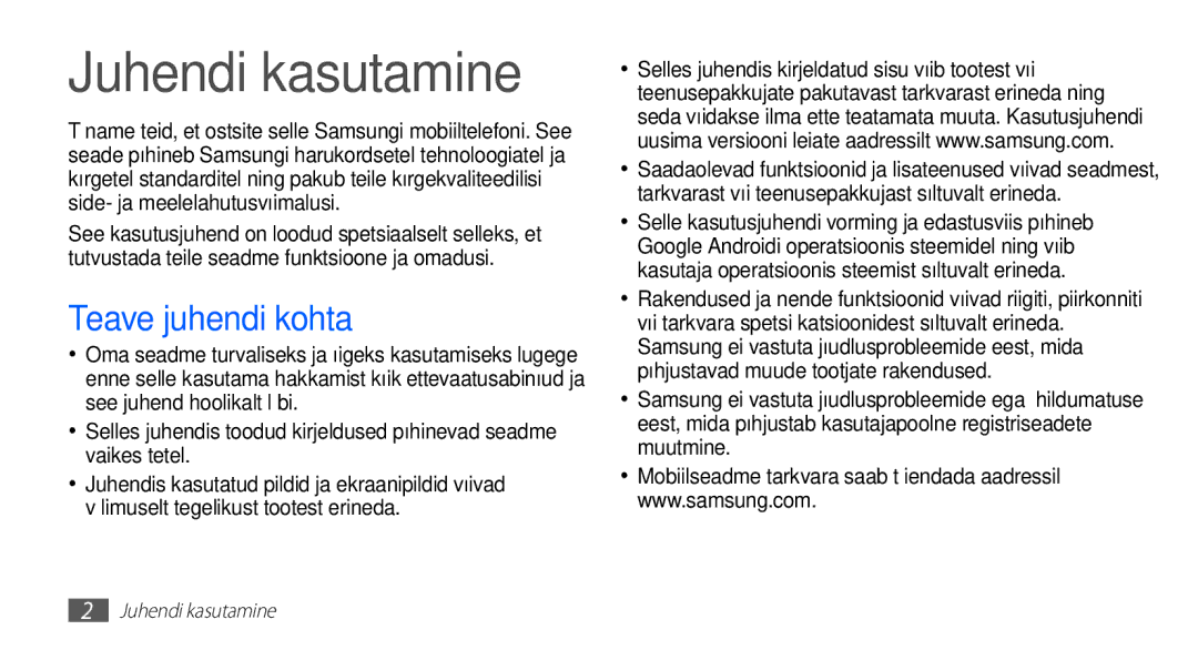 Samsung GT-I5510XKASEB manual Juhendi kasutamine, Teave juhendi kohta 