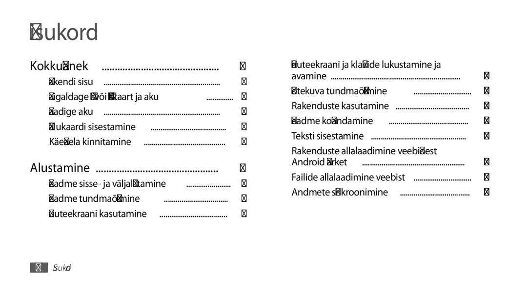 Samsung GT-I5510XKASEB manual Sisukord, Rakenduste allalaadimine veebipoest 