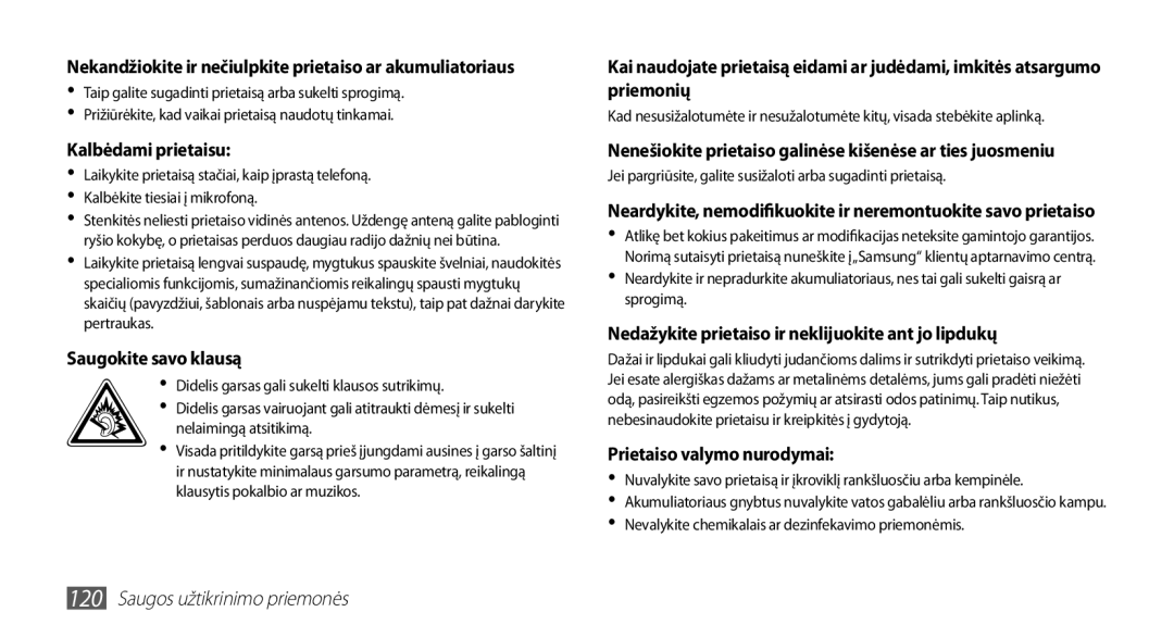 Samsung GT-I5510XKASEB manual Kalbėdami prietaisu 