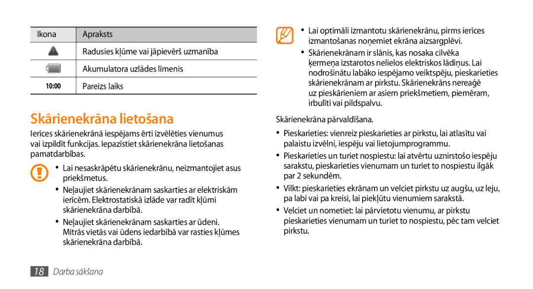 Samsung GT-I5510XKASEB manual Skārienekrāna lietošana, Pareizs laiks 