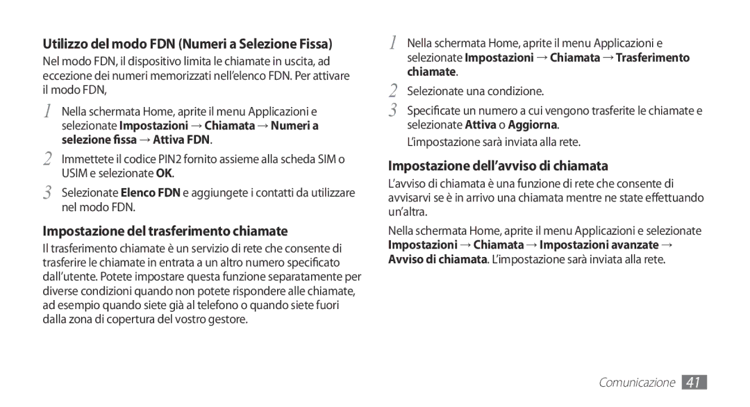 Samsung GT-I5510XKAVOM, GT-I5510XKAWIN, GT-I5510XKAOMN manual Utilizzo del modo FDN Numeri a Selezione Fissa 