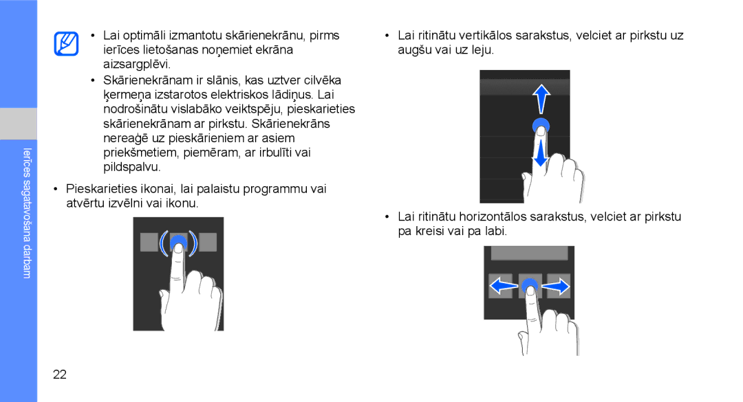 Samsung GT-I5700HKASEB, GT-I5700UWASEB manual Ierīces sagatavošana darbam 