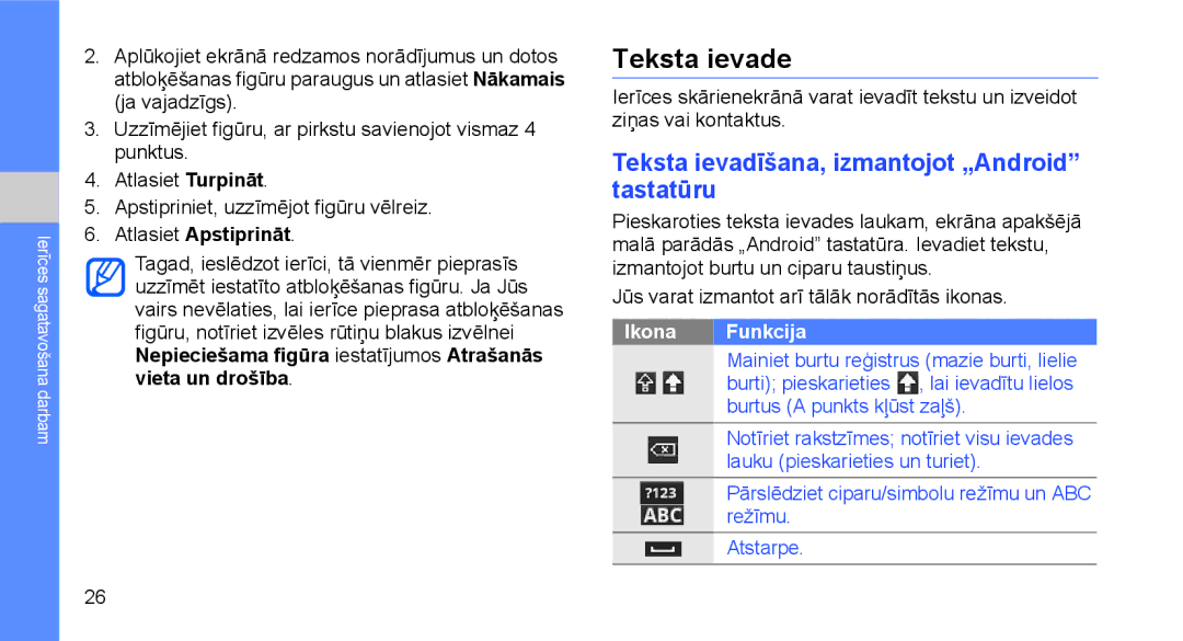 Samsung GT-I5700HKASEB manual Teksta ievade, Teksta ievadīšana, izmantojot „Android tastatūru, Atlasiet Apstiprināt 