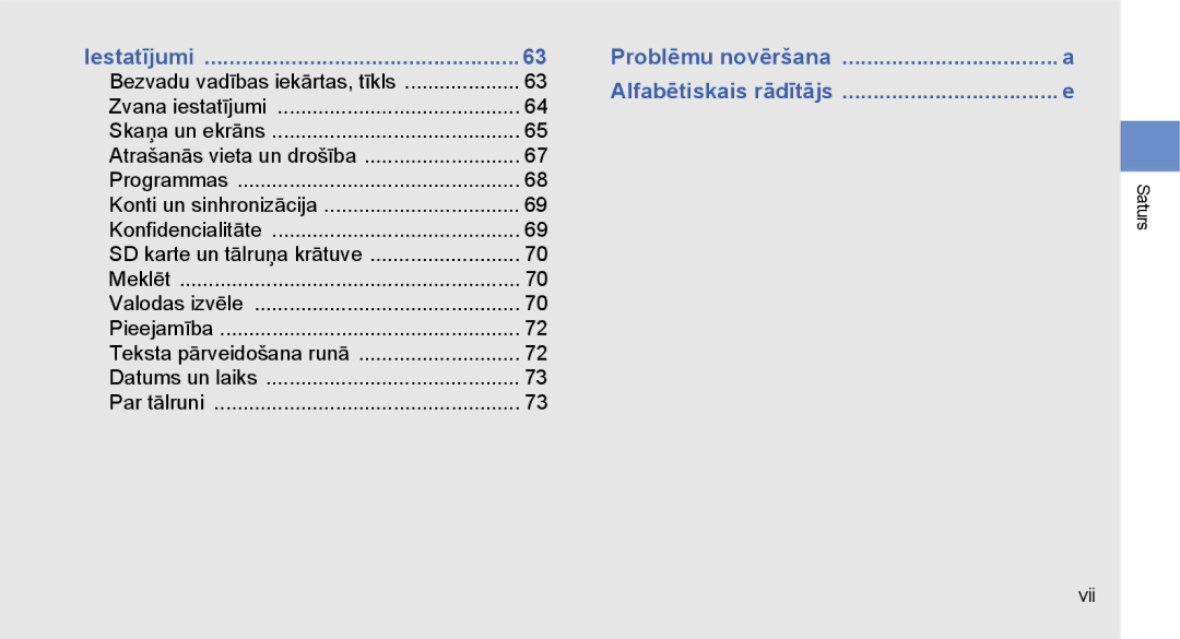 Samsung GT-I5700UWASEB, GT-I5700HKASEB manual Bezvadu vadības iekārtas, tīkls, Teksta pārveidošana runā, Vii 