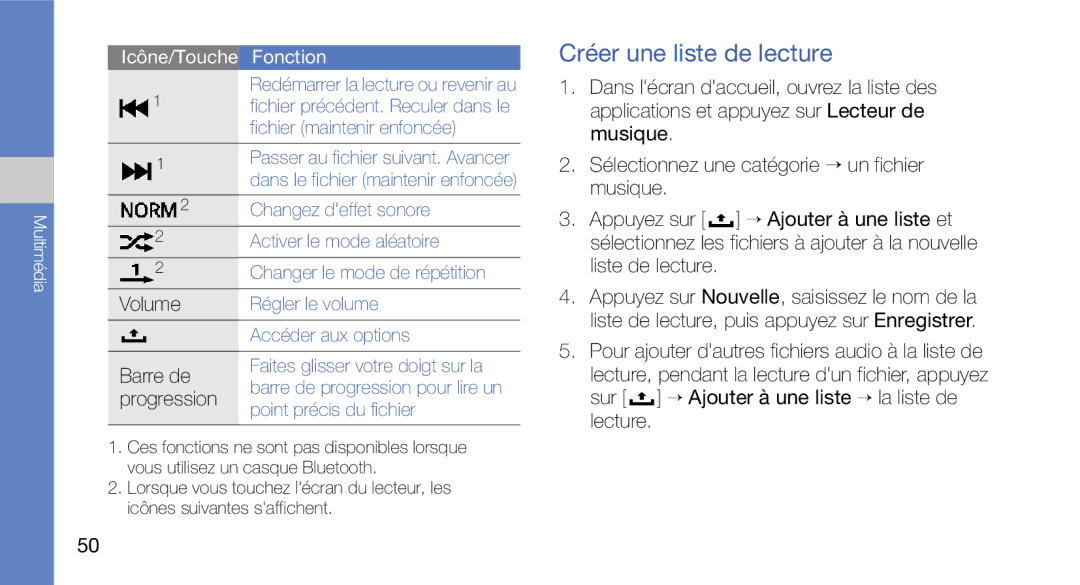 Samsung GT-I5700WGASFR, GT-I5700HKASFR, GT-I5700UWANRJ, GT-I5700HKANRJ, GT-I5700HKAFTM manual Créer une liste de lecture 