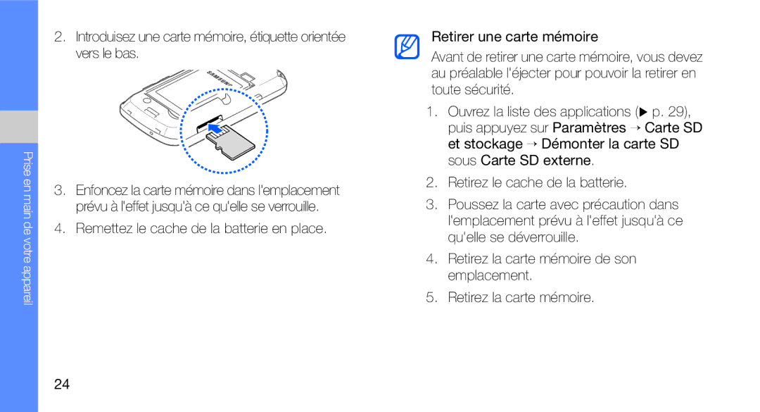 Samsung GT-I5700UWAXEF, GT-I5700HKASFR, GT-I5700WGASFR, GT-I5700UWANRJ, GT-I5700HKANRJ manual Prise en main de votre appareil 