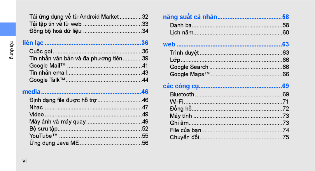 Samsung GT-I5700UWAXEV, GT-I5700HKAXEV manual Năng suất cá nhân 