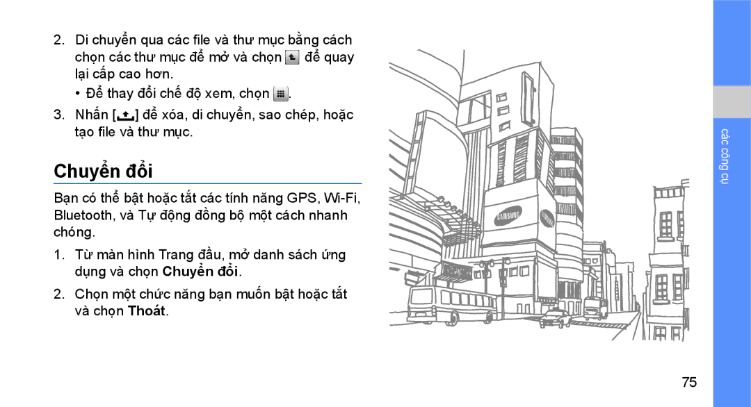 Samsung GT-I5700HKAXEV, GT-I5700UWAXEV manual Chuyên đổ̉i 