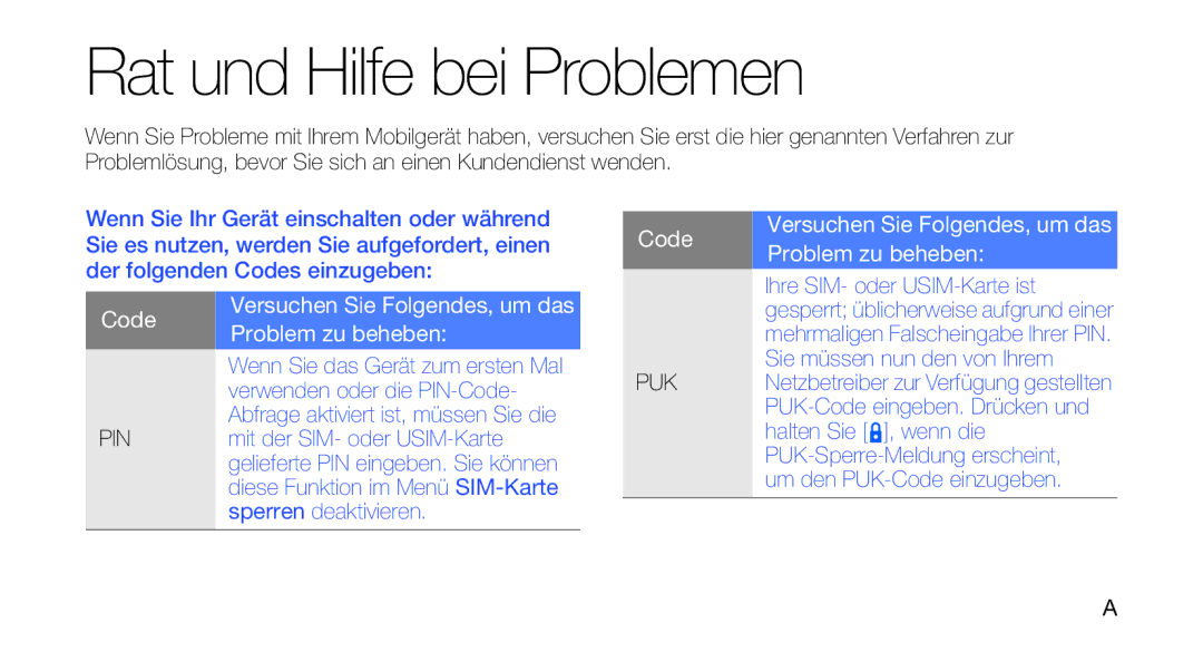 Samsung GT-I5700WGADBT, GT-I5700UWAEPL, GT-I5700UWADBT, GT-I5700UWAVD2, GT-I5700HKATMN manual Rat und Hilfe bei Problemen 