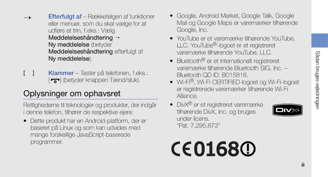 Samsung GT-I5700HKAXEE, GT-I5700UWAXEE manual Oplysninger om ophavsret 