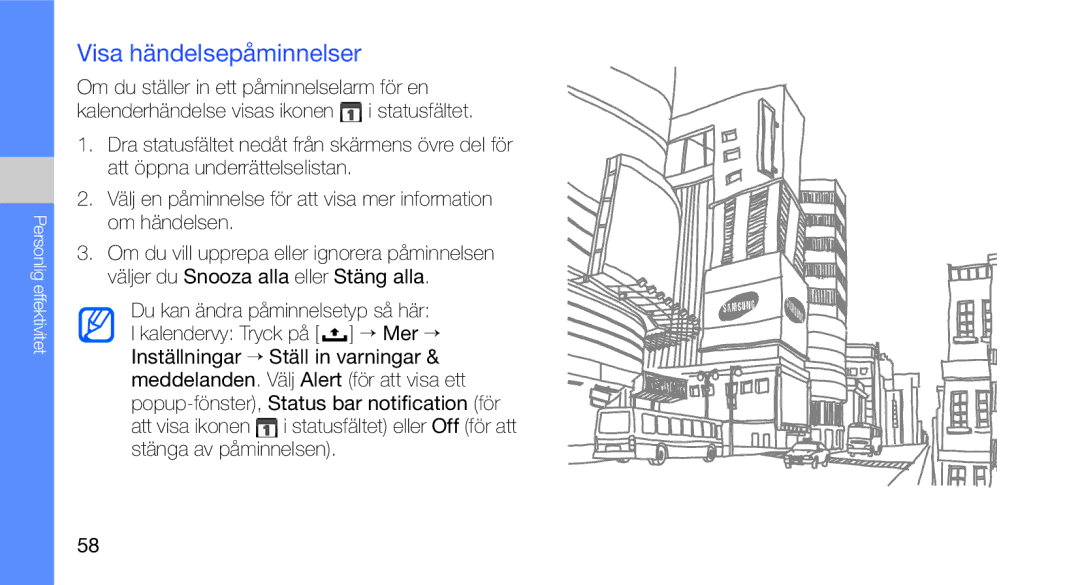 Samsung GT-I5700UWAXEE, GT-I5700HKAXEE manual Visa händelsepåminnelser 