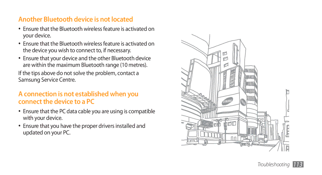 Samsung GT-I5800 user manual Another Bluetooth device is not located 