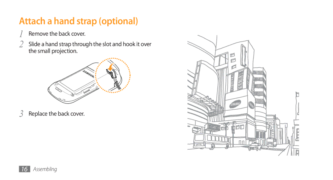 Samsung GT-I5800 user manual Attach a hand strap optional, Small projection 