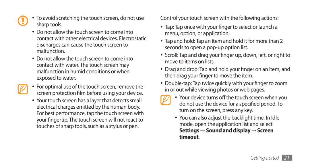 Samsung GT-I5800 user manual Getting started 