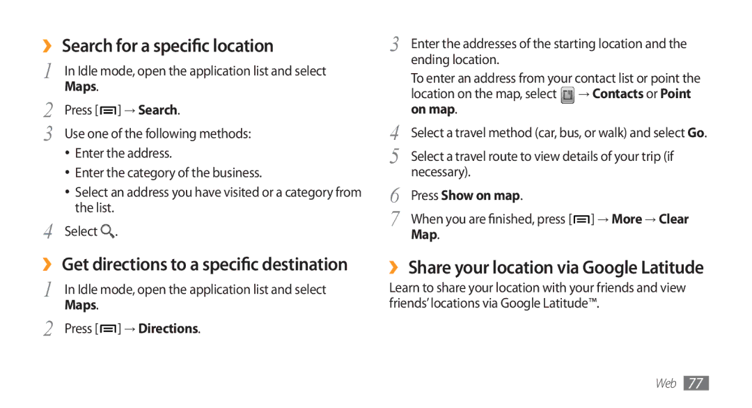 Samsung GT-I5800 user manual ›› Search for a specific location 