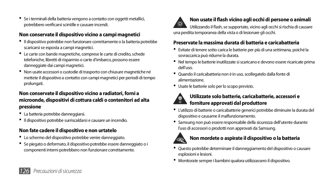 Samsung GT-I5800CWAOMN, GT-I5800DKAOMN, GT-I5800CWAOPT manual Non fate cadere il dispositivo e non urtatelo 