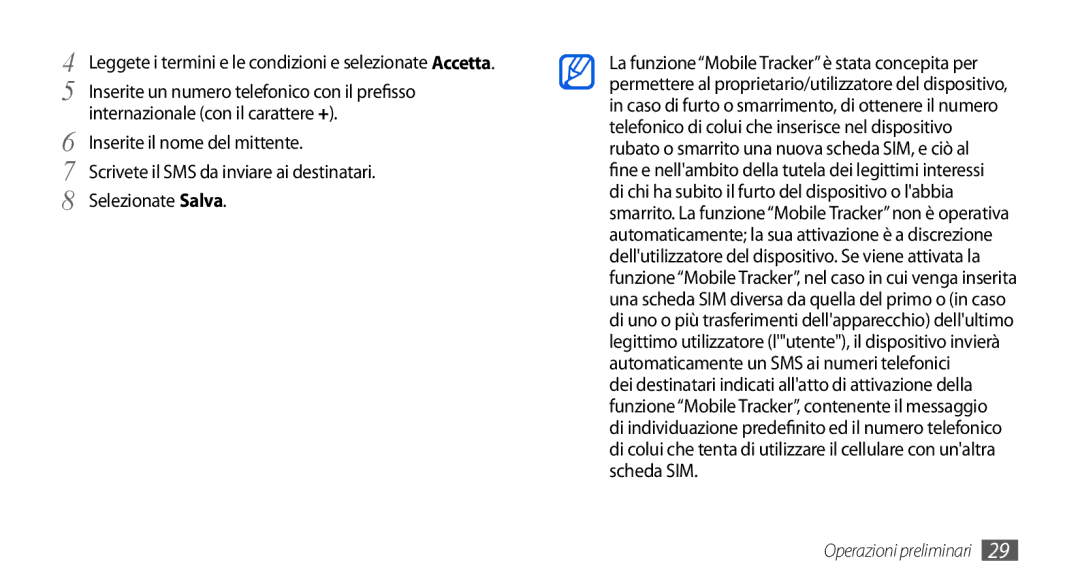 Samsung GT-I5800CWAOPT, GT-I5800CWAOMN, GT-I5800DKAOMN manual Leggete i termini e le condizioni e selezionate Accetta 