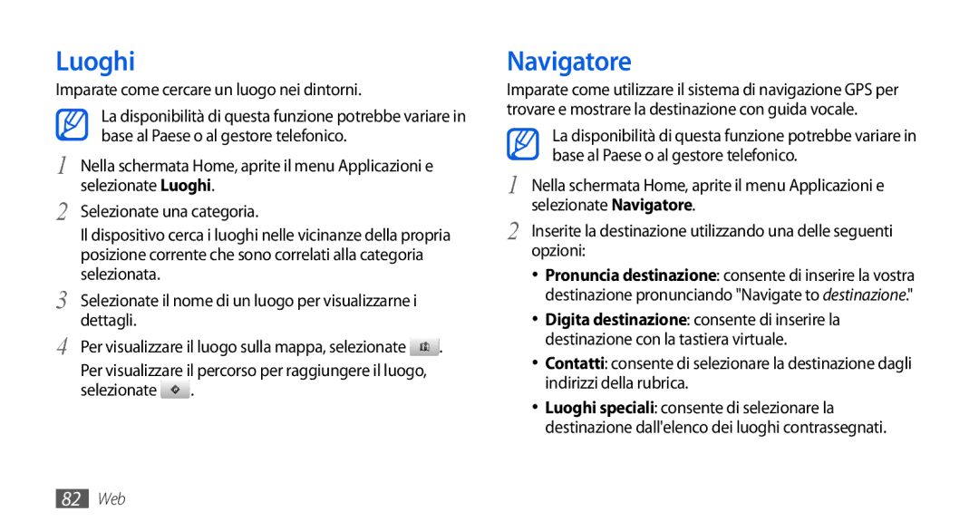 Samsung GT-I5800DKAOMN, GT-I5800CWAOMN, GT-I5800CWAOPT manual Navigatore 