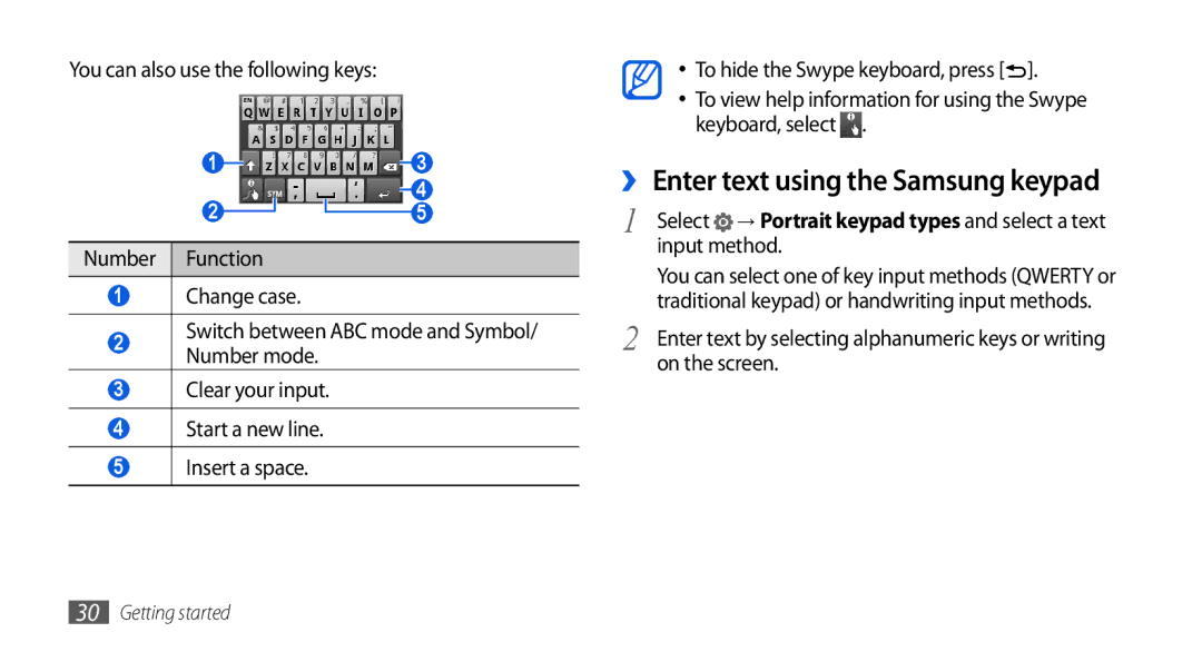 Samsung GT-I5800DKASFR, GT-I5800DKADTM, GT-I5800DKADBT ›› Enter text using the Samsung keypad, Input method, On the screen 