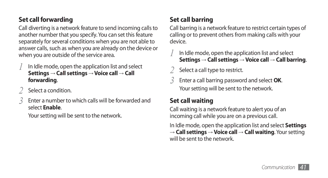 Samsung GT-I5800DKAVGR manual Forwarding, Select a condition, Select Enable, Your setting will be sent to the network 