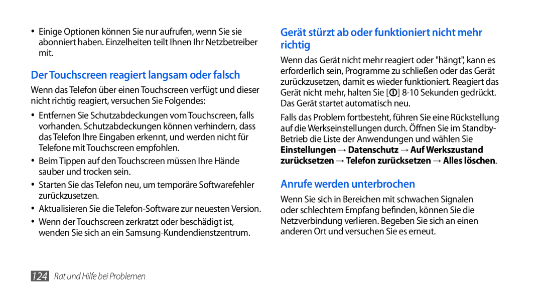 Samsung GT-I5800DKADTM, GT-I5800DKADBT, GT-I5800DKAATO, GT-I5800DKAXEG Gerät stürzt ab oder funktioniert nicht mehr richtig 