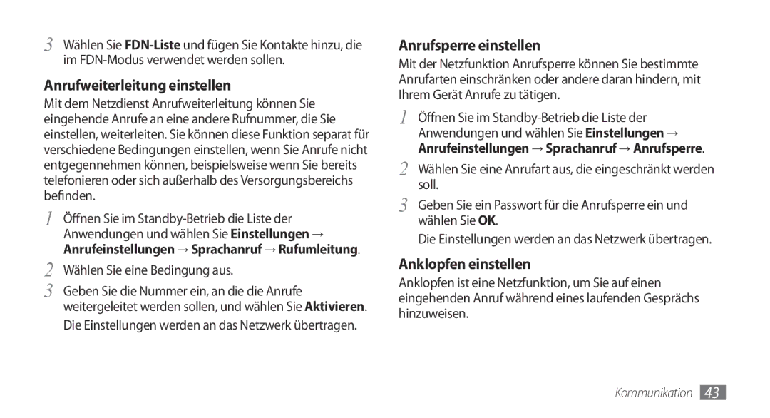 Samsung GT-I5800DKAXEG, GT-I5800DKADTM, GT-I5800DKADBT manual Anrufweiterleitung einstellen, Wählen Sie eine Bedingung aus 