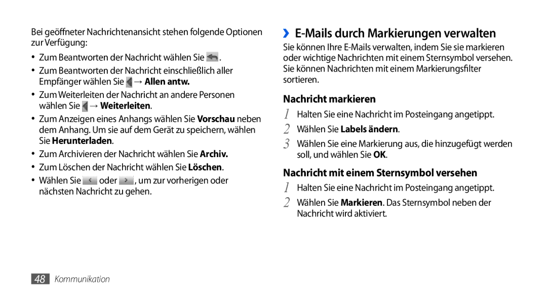 Samsung GT-I5800DKADTM, GT-I5800DKADBT, GT-I5800DKAATO ››E-Mails durch Markierungen verwalten, Wählen Sie Labels ändern 