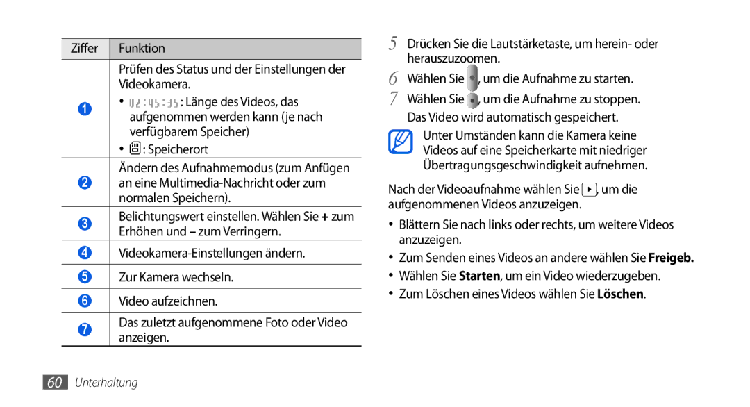 Samsung GT-I5800DKADTM manual Speicherort, An eine Multimedia-Nachricht oder zum normalen Speichern, Herauszuzoomen 