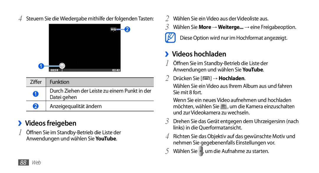 Samsung GT-I5800DKADTM, GT-I5800DKADBT, GT-I5800DKAATO, GT-I5800DKAXEG ››Videos freigeben, ››Videos hochladen, → Hochladen 