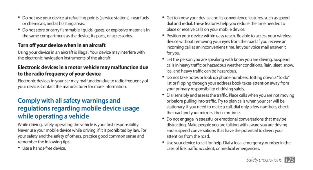 Samsung GT-I5800DKADBT, GT-I5800DKADTM, GT-I5800DKAATO, GT-I5800DKAXEG manual Turn off your device when in an aircraft 