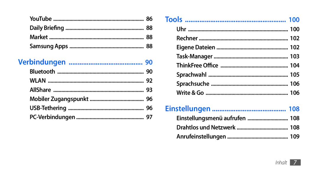 Samsung GT-I5800DKAXEG, GT-I5800DKADTM, GT-I5800DKADBT, GT-I5800DKAATO manual Verbindungen 