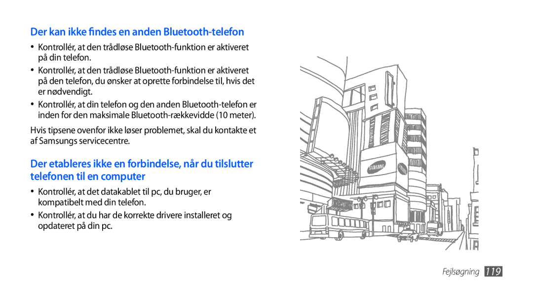 Samsung GT-I5800DKAXEE, GT-I5800DKANEE, GT-I5800CWANEE manual Der kan ikke findes en anden Bluetooth-telefon 