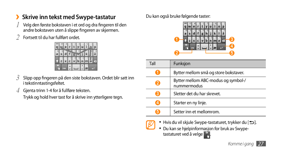 Samsung GT-I5800DKANEE ››Skrive inn tekst med Swype-tastatur, Fortsett til du har fullført ordet, Tekstinntastingsfeltet 