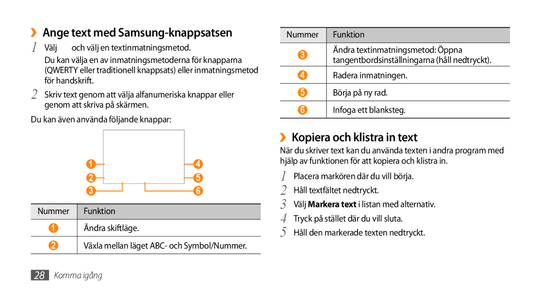 Samsung GT-I5800CWANEE, GT-I5800DKANEE manual ››Ange text med Samsung-knappsatsen, ››Kopiera och klistra in text, Välj 