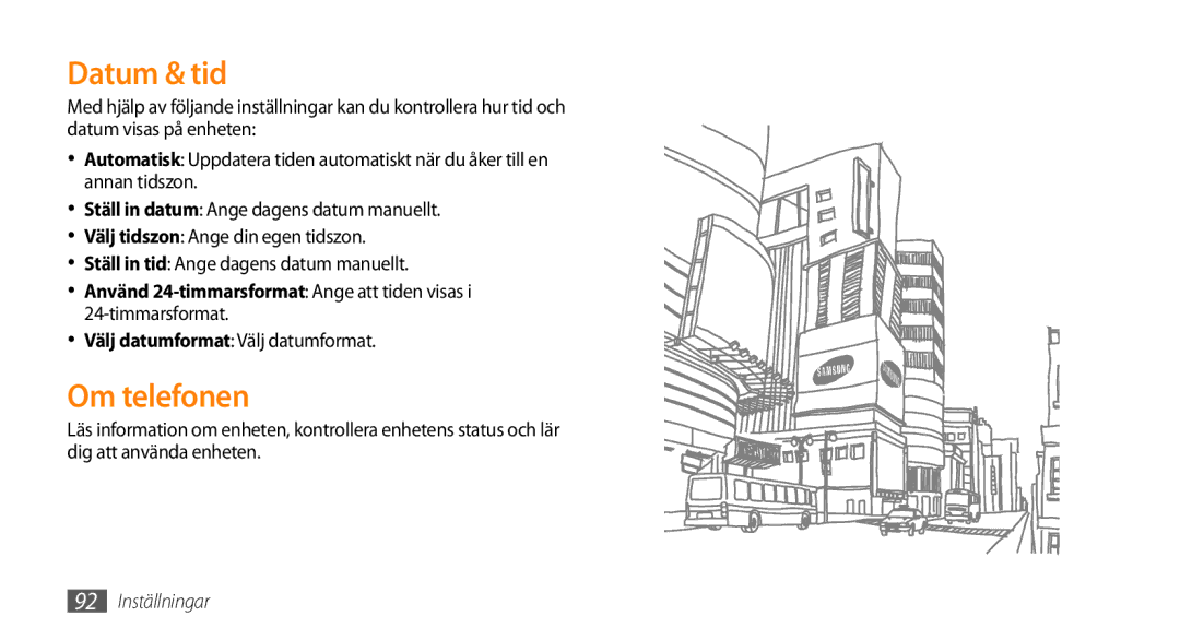 Samsung GT-I5800DKAXEE, GT-I5800DKANEE, GT-I5800CWANEE manual Datum & tid, Om telefonen, Välj datumformat Välj datumformat 