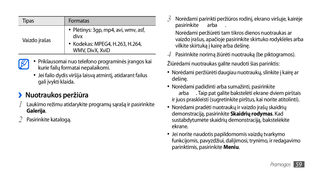 Samsung GT-I5800CWASEB, GT-I5800DKASEB manual ››Nuotraukos peržiūra, Galerija 