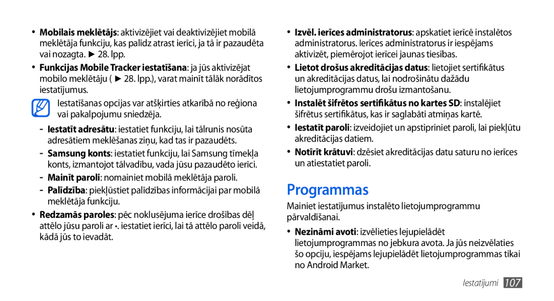 Samsung GT-I5800CWASEB, GT-I5800DKASEB manual Programmas 