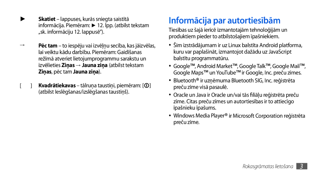 Samsung GT-I5800CWASEB, GT-I5800DKASEB manual Informācija par autortiesībām, Ziņas, pēc tam Jauna ziņa 