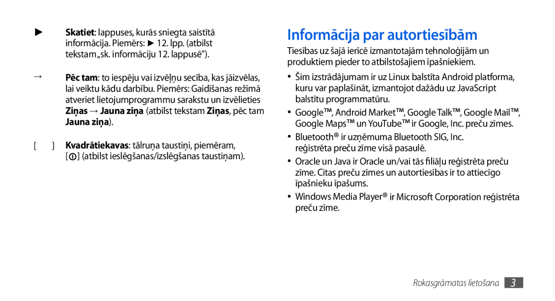 Samsung GT-I5800CWASEB, GT-I5800DKASEB Informācija par autortiesībām, Skatiet lappuses, kurās sniegta saistītā, Jauna ziņa 