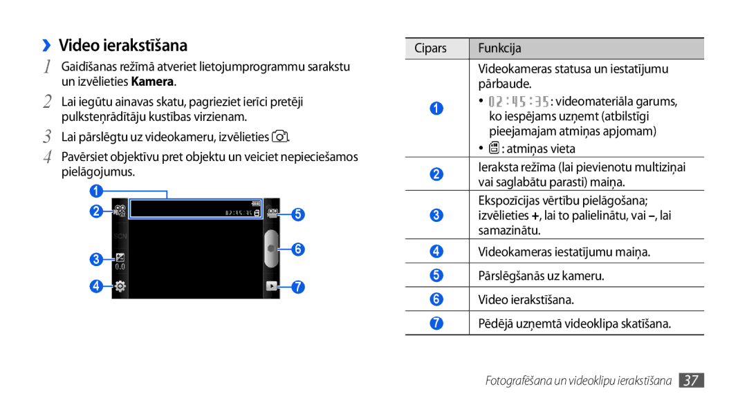 Samsung GT-I5800CWASEB, GT-I5800DKASEB manual ››Video ierakstīšana, Atmiņas vieta 