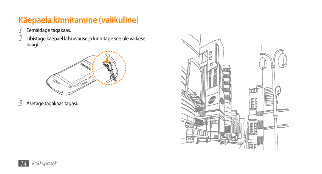 Samsung GT-I5800DKASEB, GT-I5800CWASEB manual Käepaela kinnitamine valikuline 