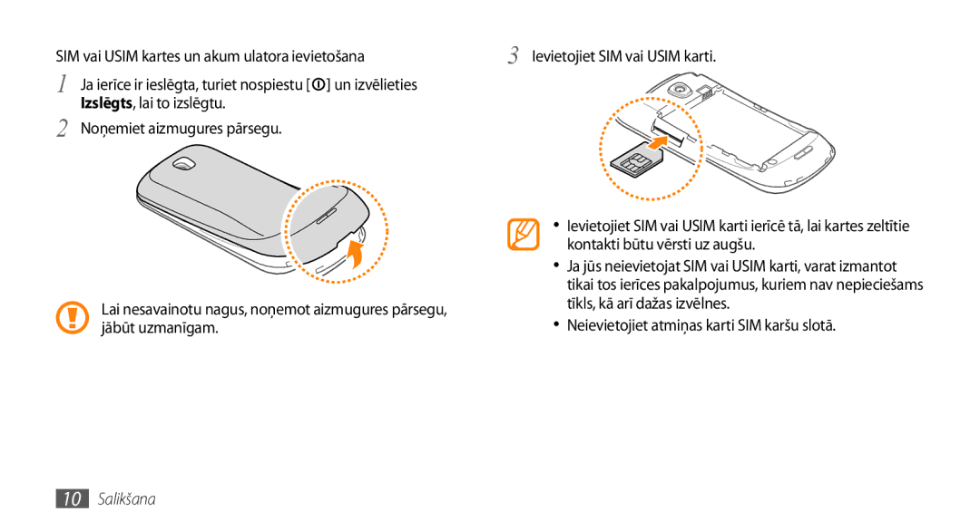 Samsung GT-I5800DKASEB, GT-I5800CWASEB manual Salikšana 